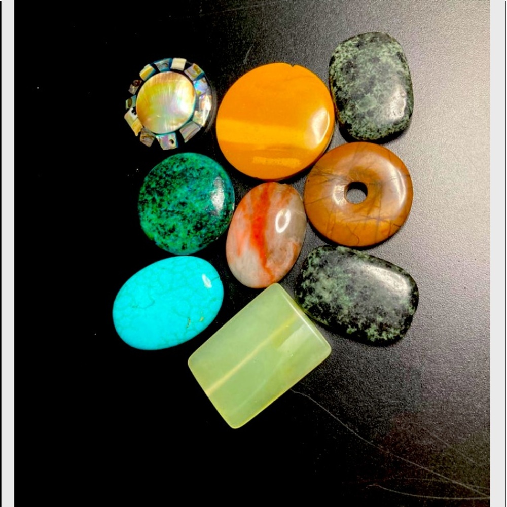 9 pcs. Lot of Gemstone Beads and Cabochons for Jewelry making beading necklaces